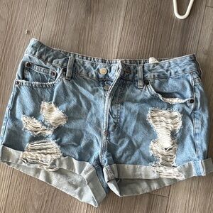 Distressed Blue Denim Shorts